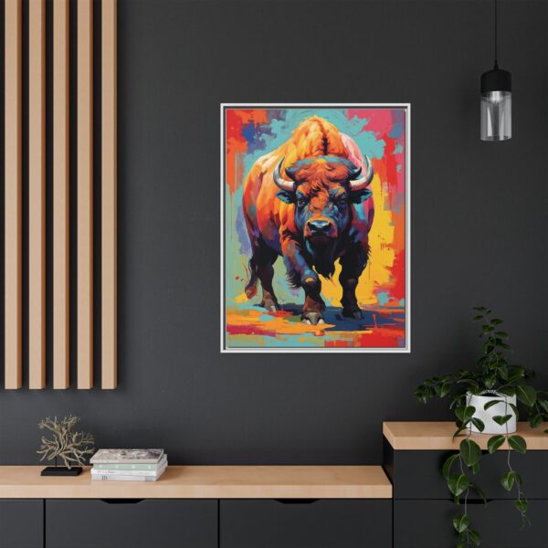 bison vivid instincts framed canvas