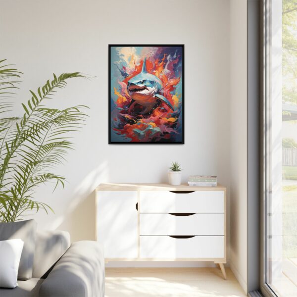 shark vivid instincts framed canvas