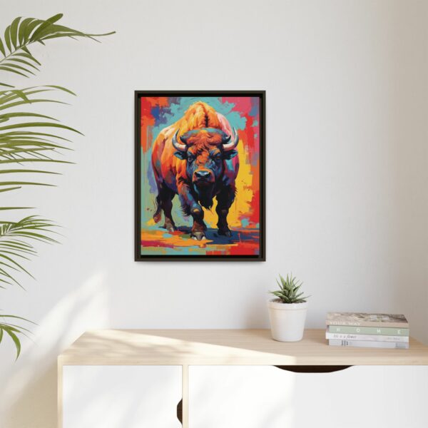 bison vivid instincts framed canvas