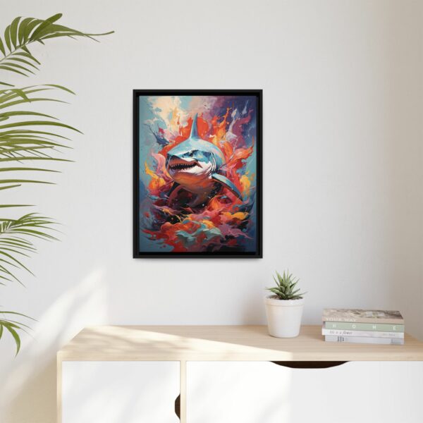 shark vivid instincts framed canvas