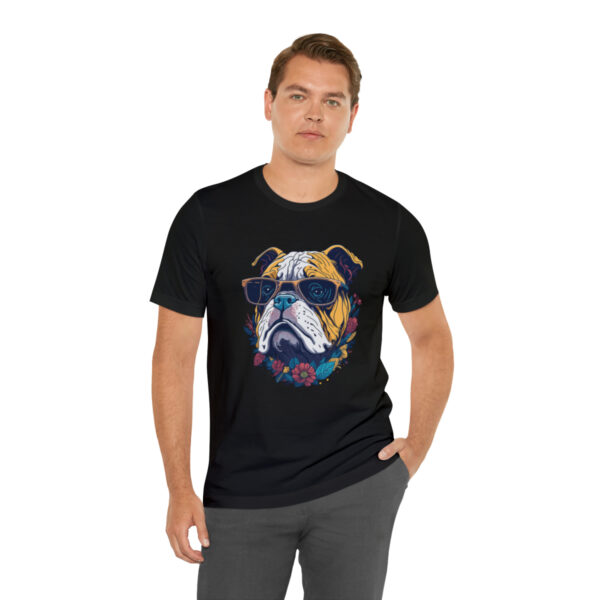 english bulldog t shirt flower splash