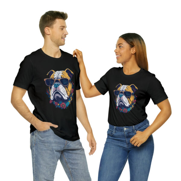 english bulldog t shirt flower splash