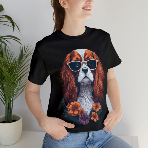 cavalier king charles spaniel flower splash t shirt