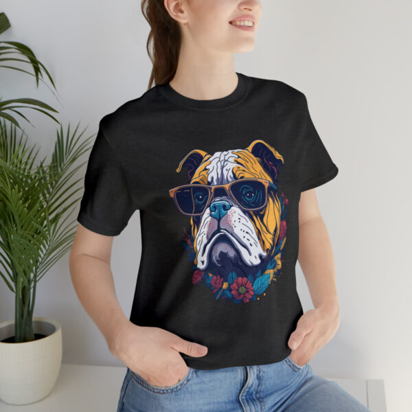 english bulldog t shirt flower splash