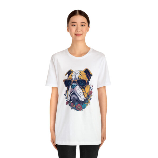 english bulldog t shirt flower splash