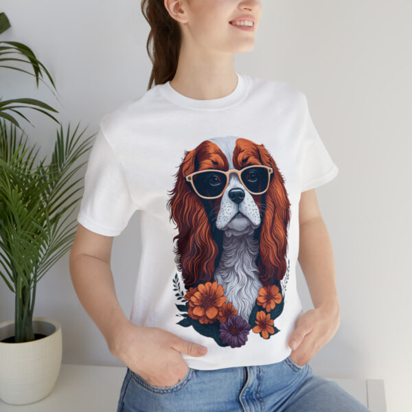 cavalier king charles spaniel flower splash t shirt