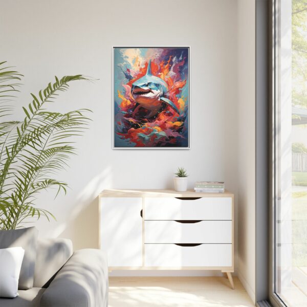 shark vivid instincts framed canvas