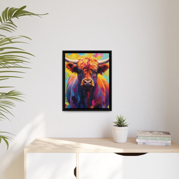 highland cow vivid instincts framed canvas