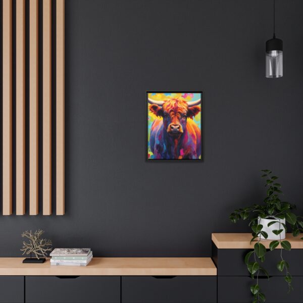 highland cow vivid instincts framed canvas