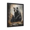 black bear and cub pastel wilderness framed canvas