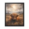 resting highland cow pastel wilderness framed canvas