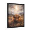 resting highland cow pastel wilderness framed canvas