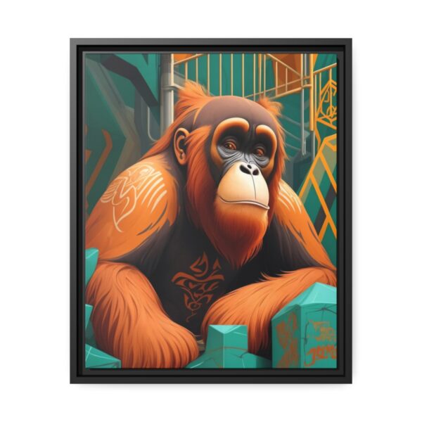 orangutan street graffiti matte canvas with floating black frame