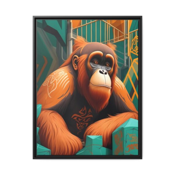 orangutan street graffiti matte canvas with floating black frame