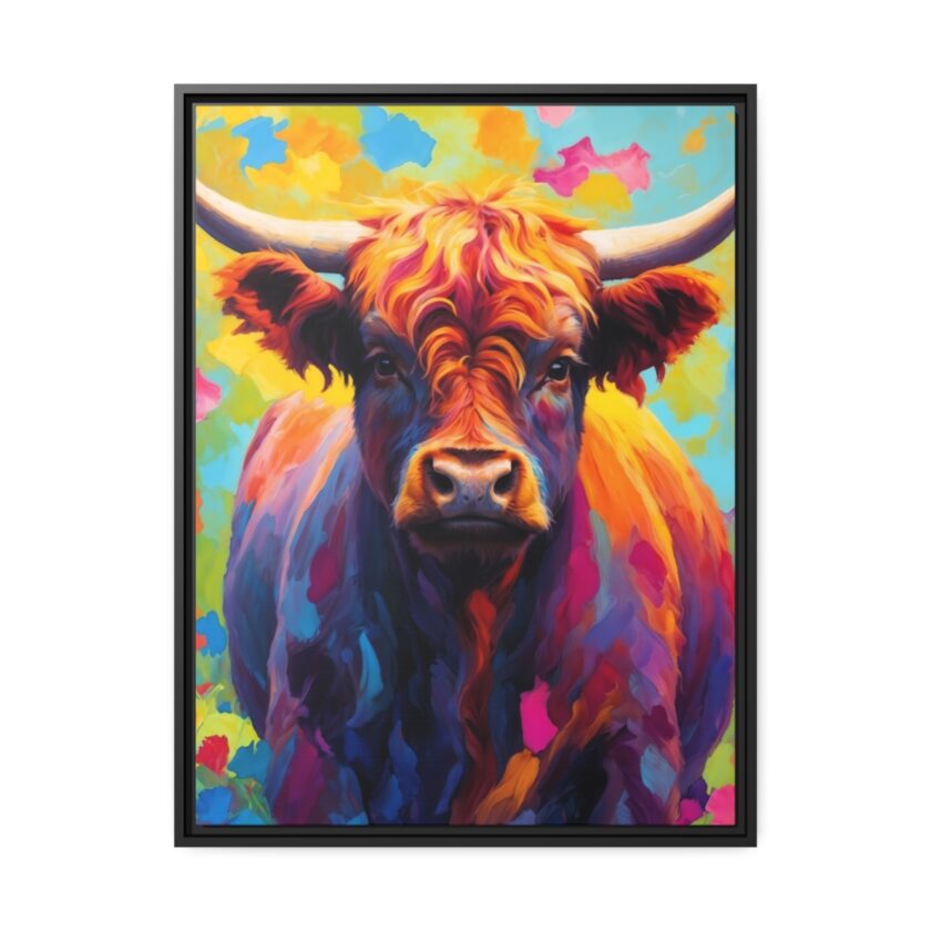 highland cow vivid instincts framed canvas
