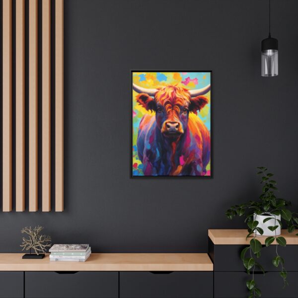 highland cow vivid instincts framed canvas