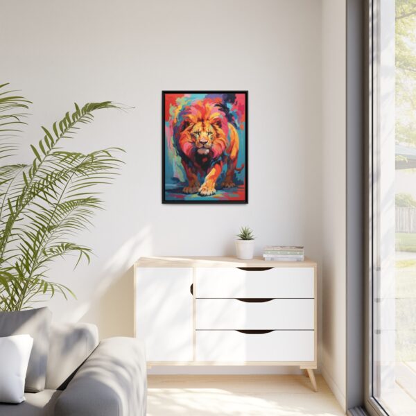 prowling lion vivid instincts framed canvas