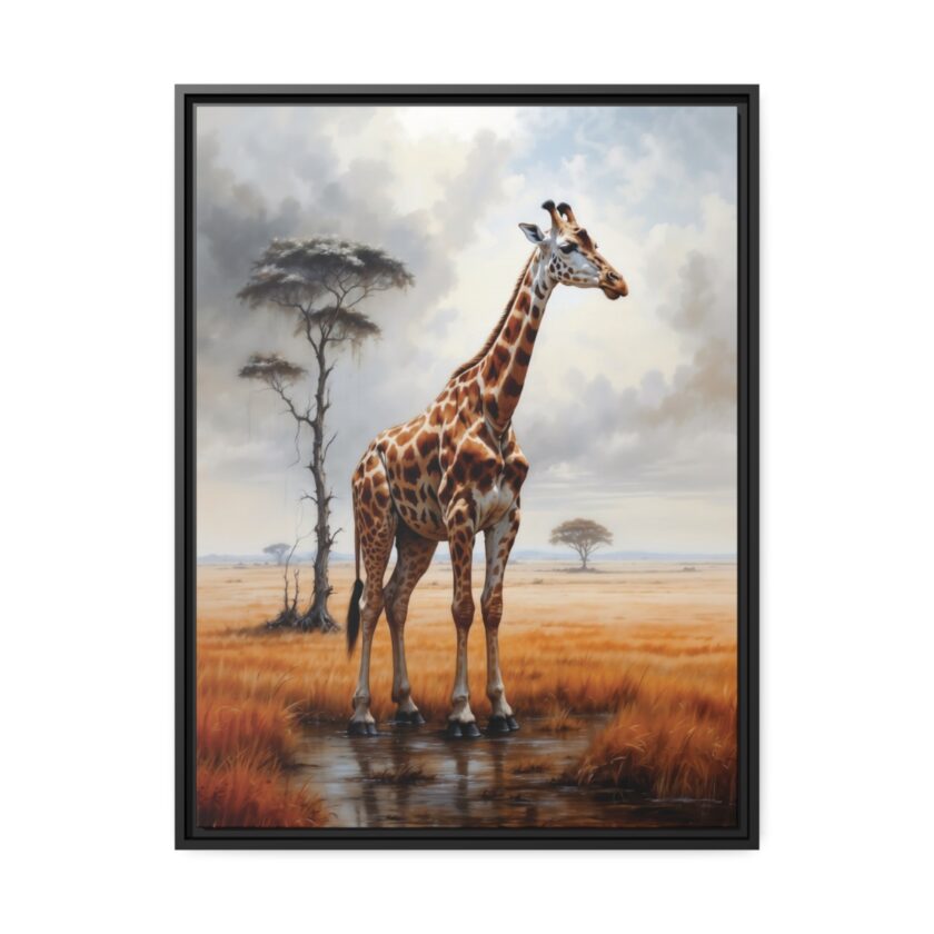 giraffe pastel wilderness framed canvas