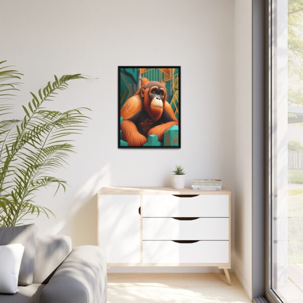 orangutan street graffiti matte canvas with floating black frame