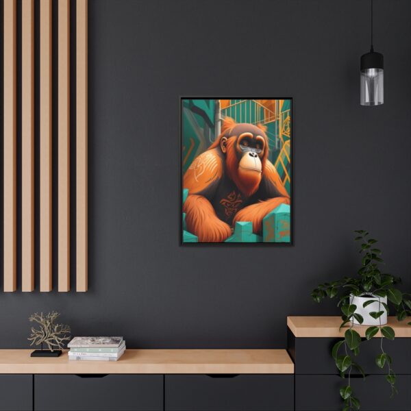 orangutan street graffiti matte canvas with floating black frame