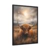 resting highland cow pastel wilderness framed canvas