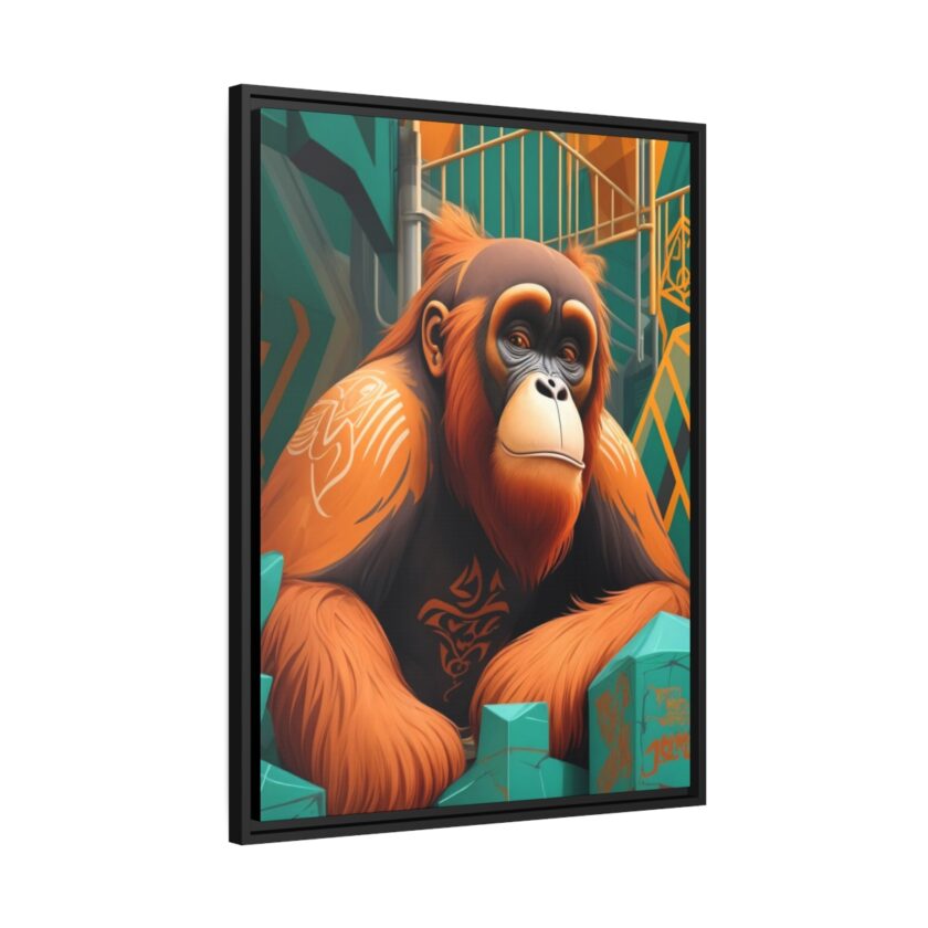 orangutan street graffiti matte canvas with floating black frame