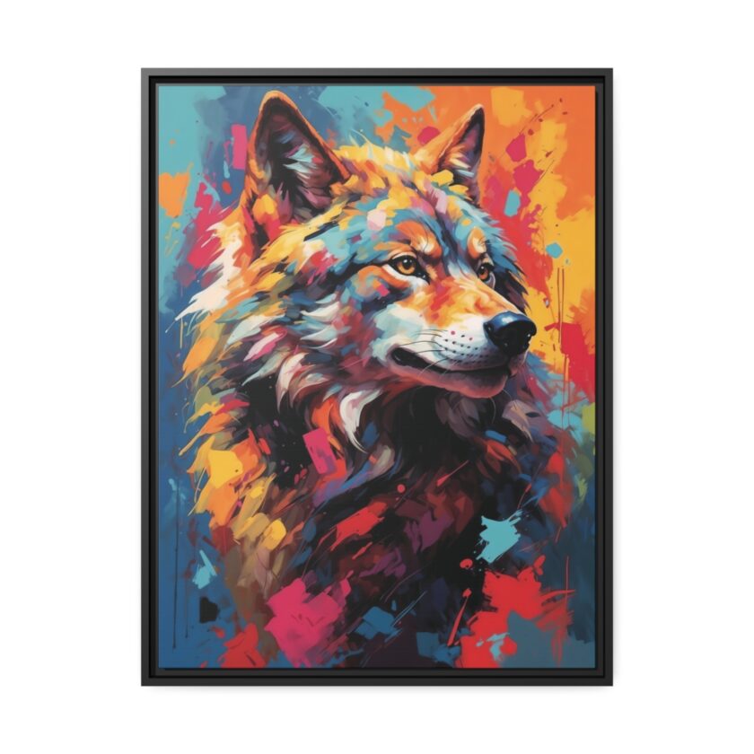 wolf vivid instincts framed canvas